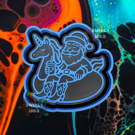 Santa on Unicorn Float Freshie Mold