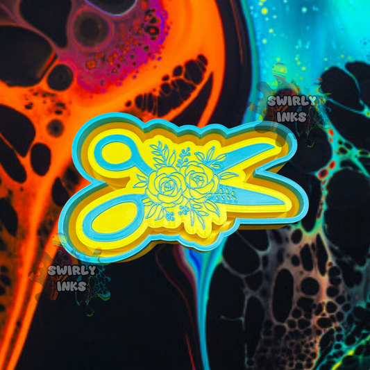 Scissors with Flowers Freshie Mold