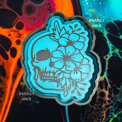 Skull with Flowers Freshie Mold