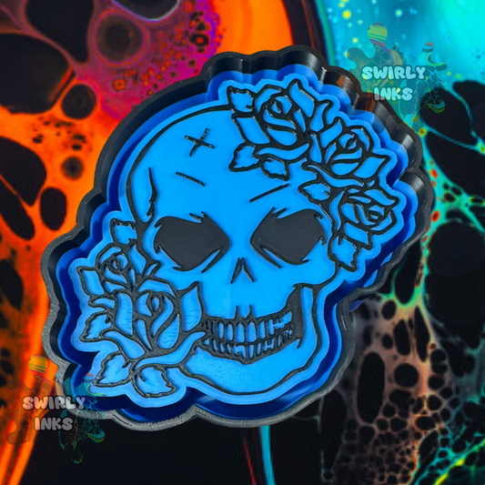 Skull with Flowers Freshie Mold