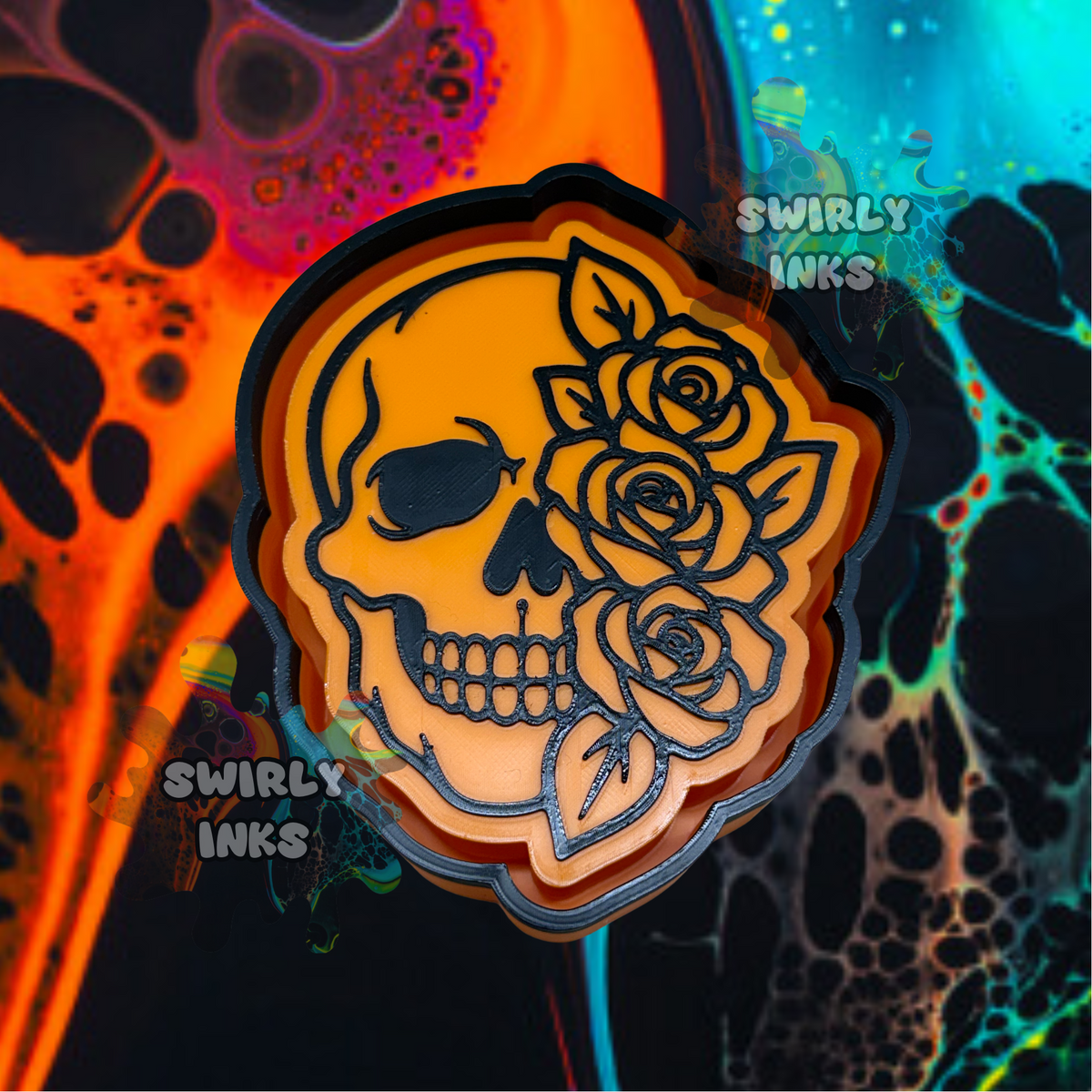 Skull with Roses Freshie Mold