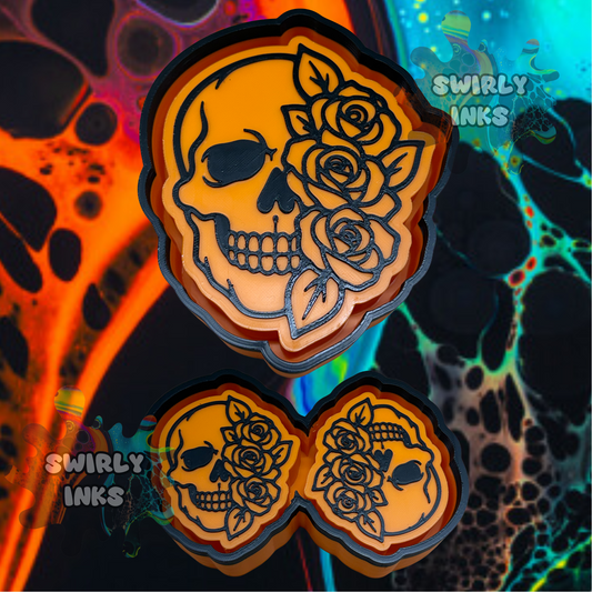 Skull with Roses Set Freshie Mold