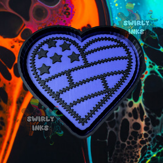 Stitched Flag Heart Freshie Mold