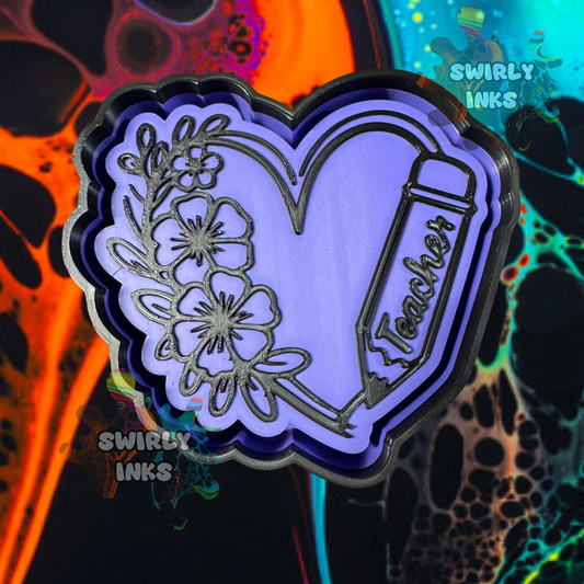 Teacher Heart with Flowers Freshie Mold