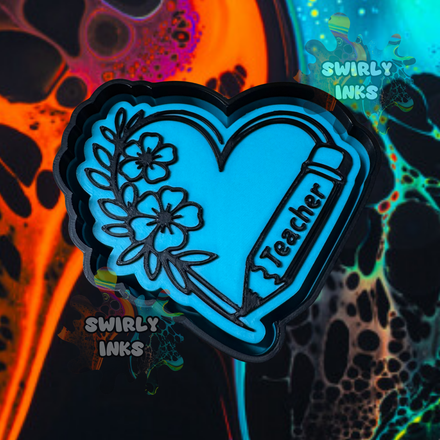 Teacher Heart with Flowers Freshie Mold