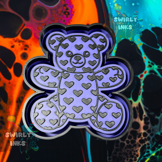 Teddy Bear with Hearts Freshie Mold
