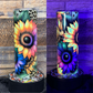 Neon Sunflower (#3) Tumbler - Black light Activated Ink.