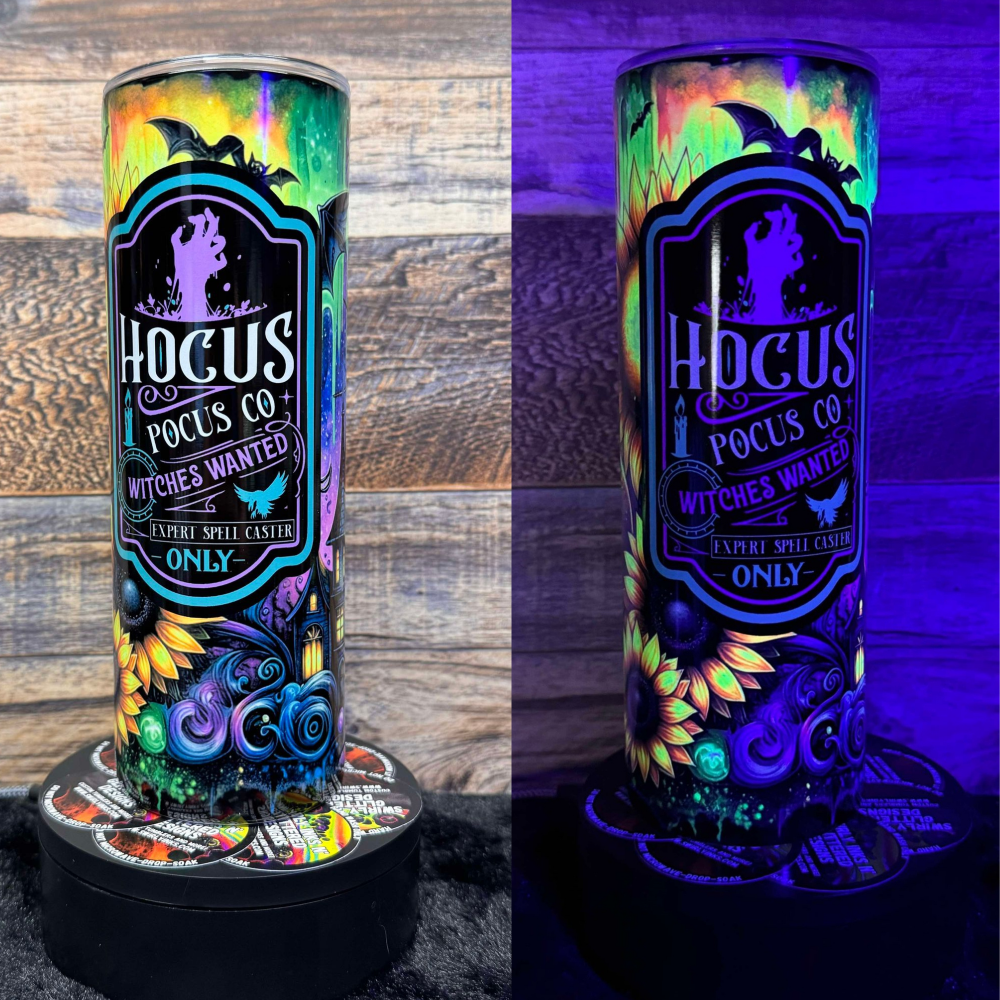 Witches Needed Tumbler - Black light Activated Ink.