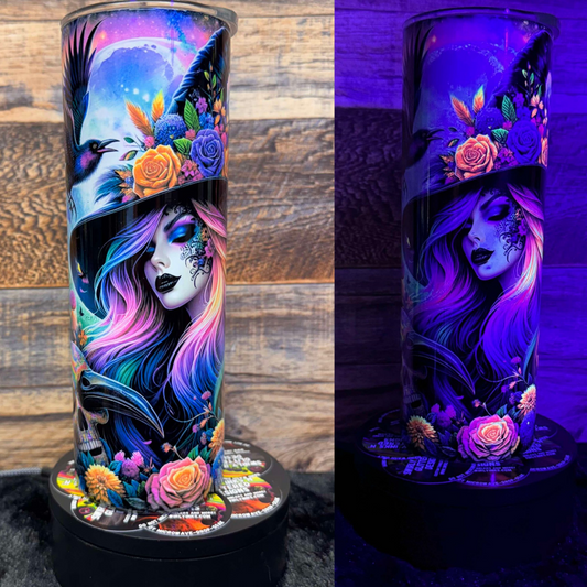 Witch (#187) Tumbler - Black light Activated Ink.