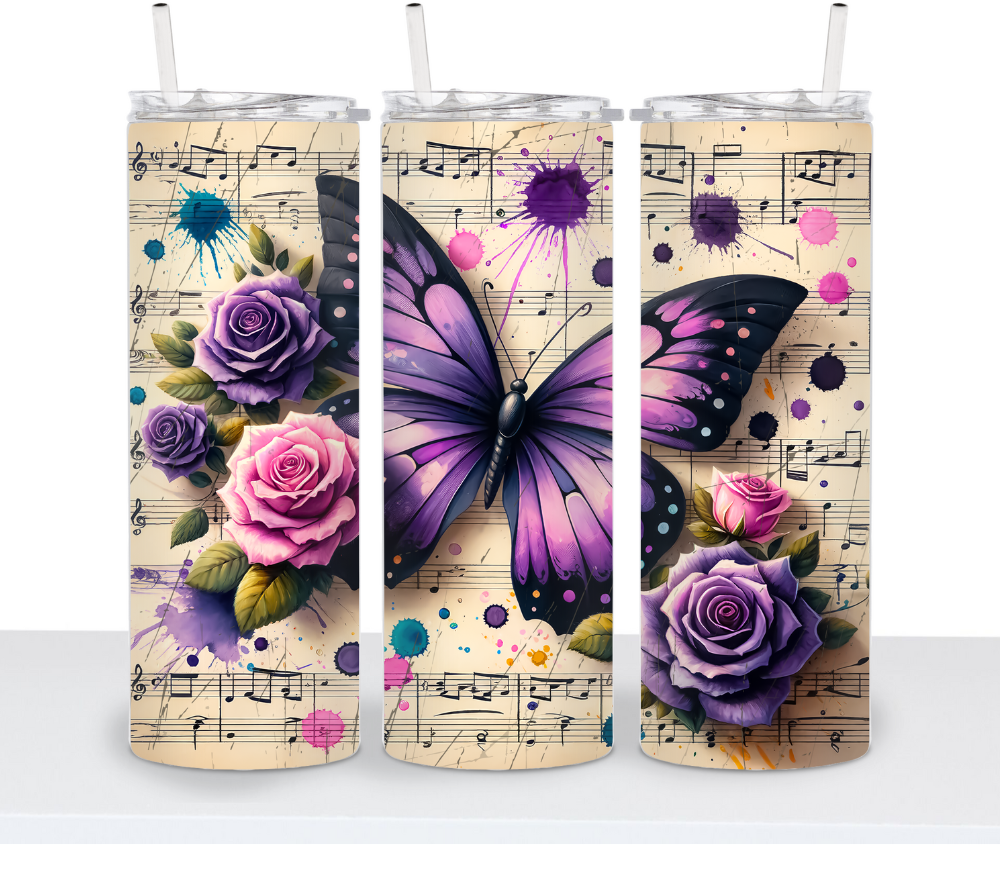 Vintage Butterfly with Music Sheets