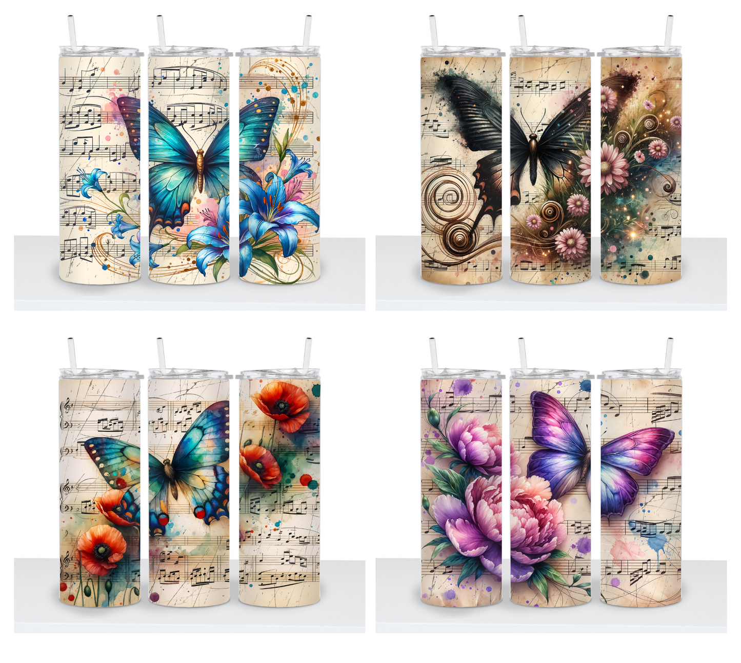 Vintage Butterfly with Music Sheets