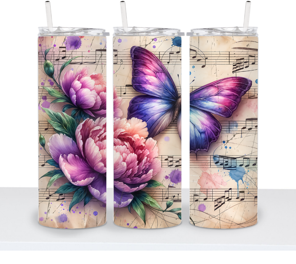 Vintage Butterfly with Music Sheets