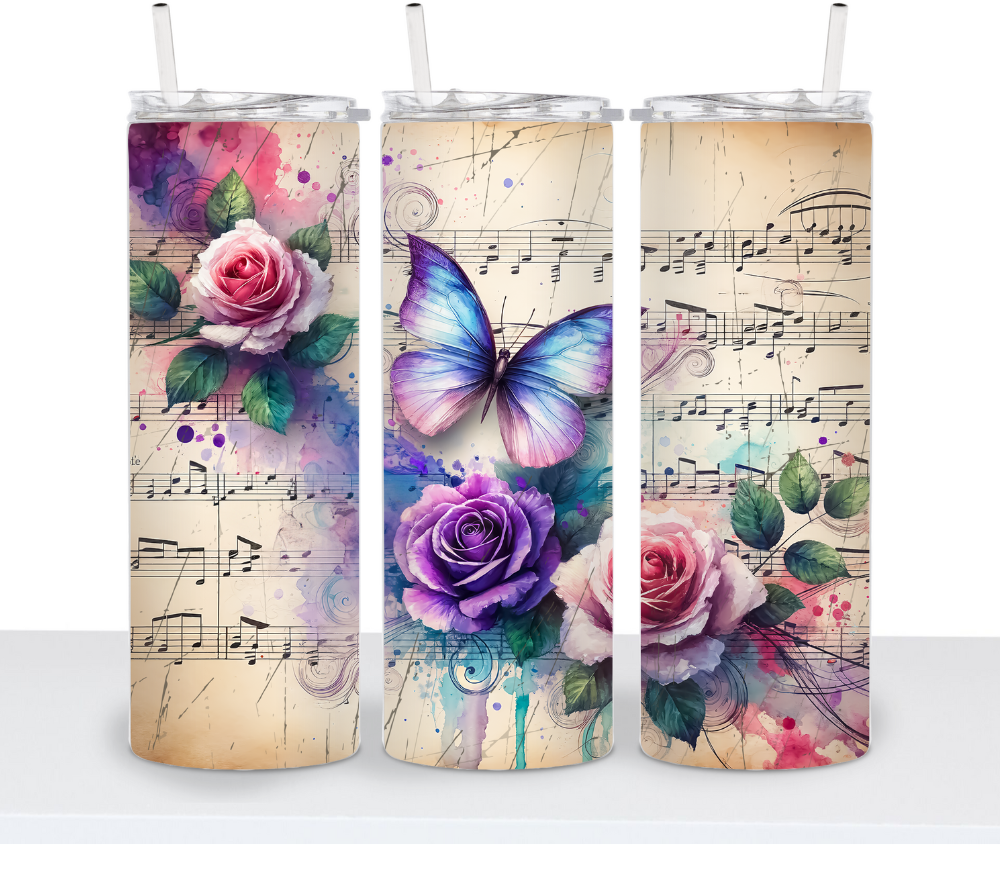 Vintage Butterfly with Music Sheets