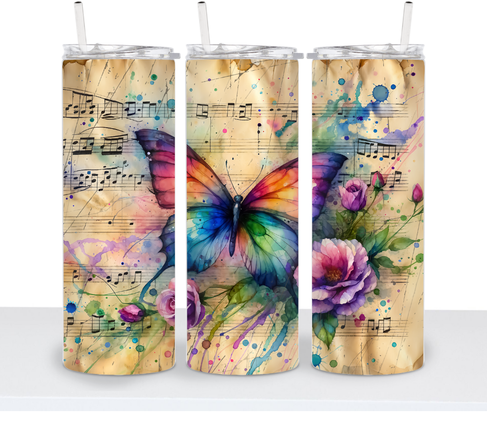 Vintage Butterfly with Music Sheets