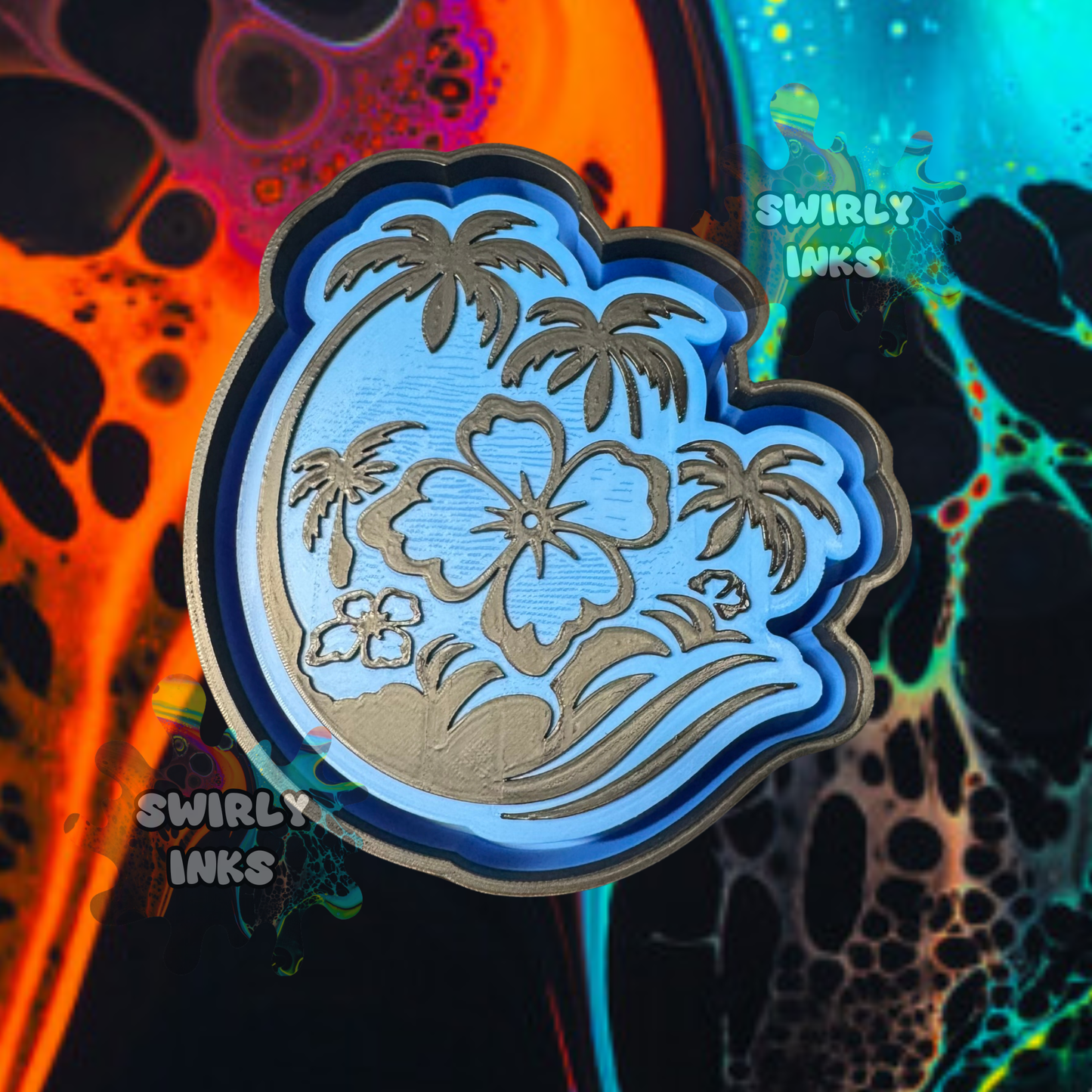 Waves Palm Trees & Flowers Freshie Mold
