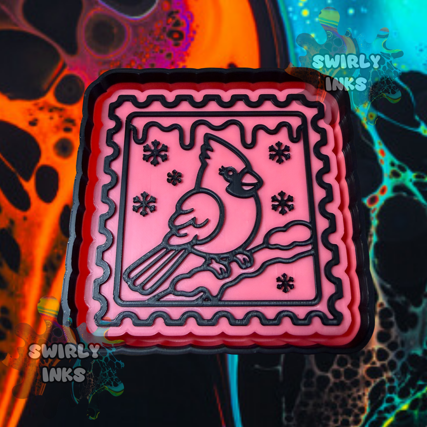 Winter Cardinal Stamp Freshie Mold