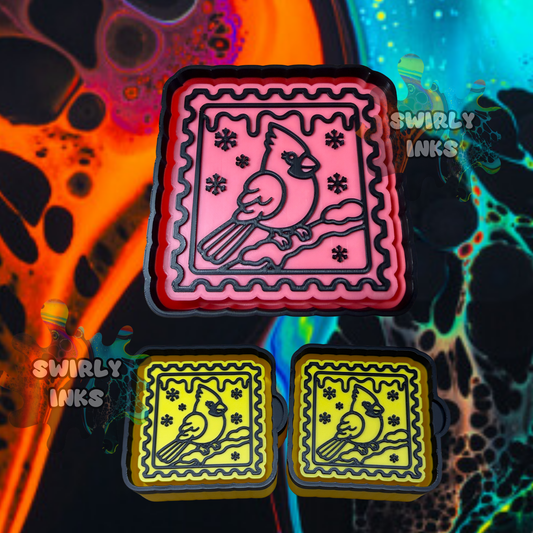 Winter Cardinal Stamp Set Freshie Mold