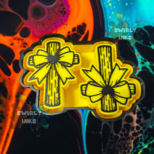 Wooden Cross with Bow Vent Freshie Mold