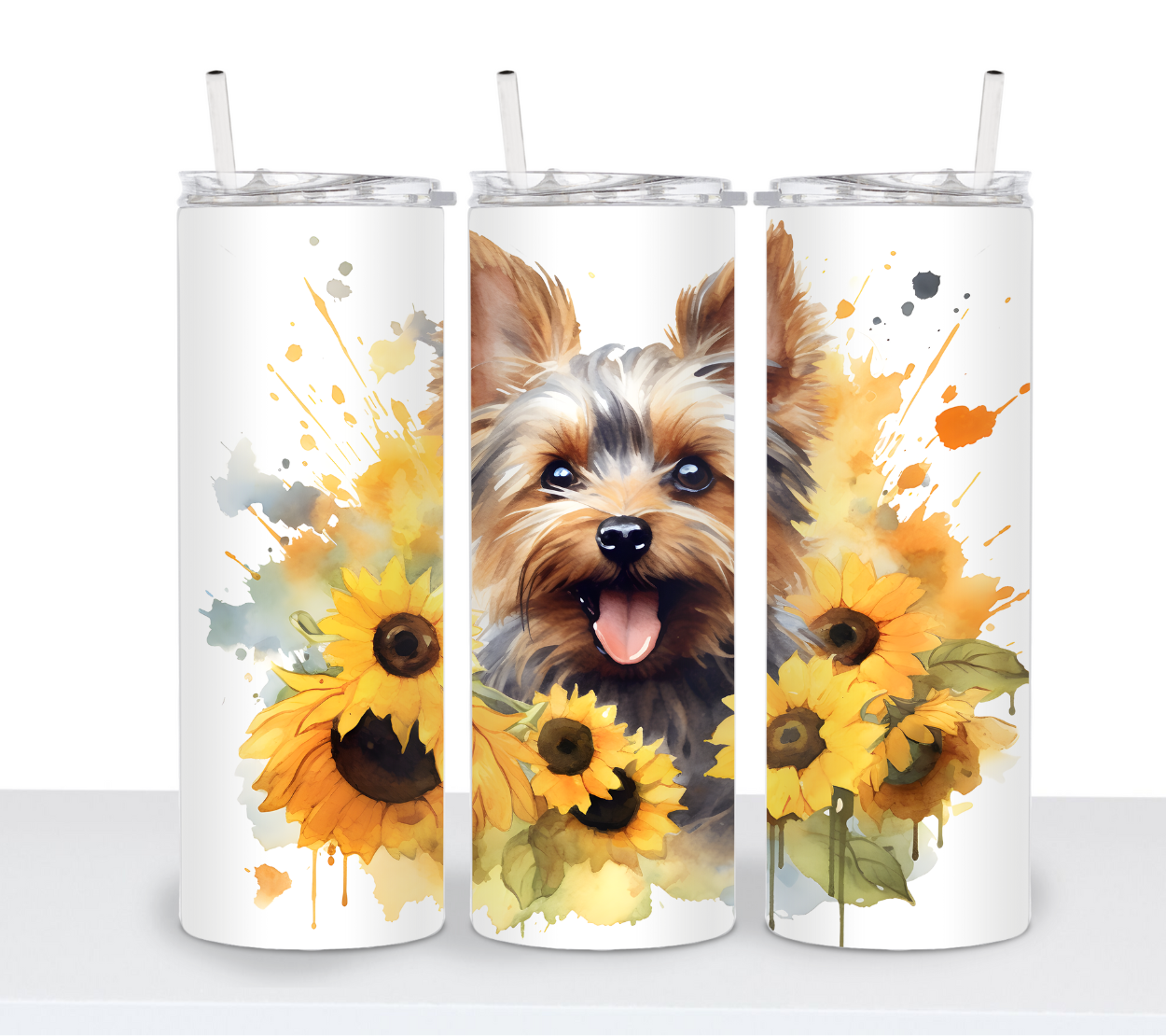 Dogs with Sunflowers