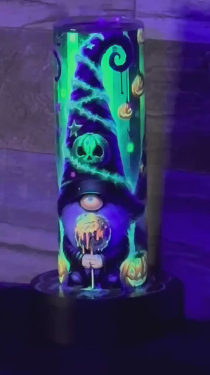 Halloween Gnome (#8) Tumbler - Black light Activated Ink.