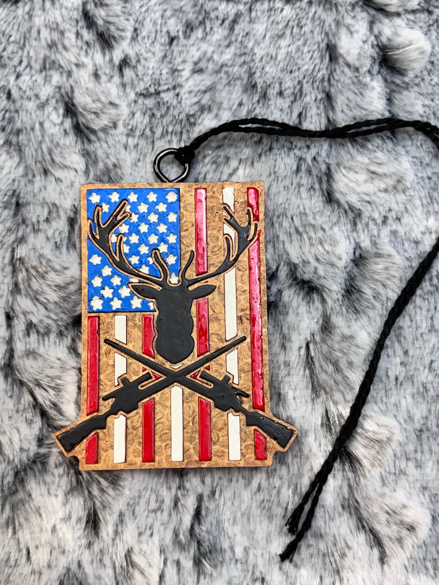 Deer Head, Rifles & Flag Car Freshie Fireball Whiskey Scent