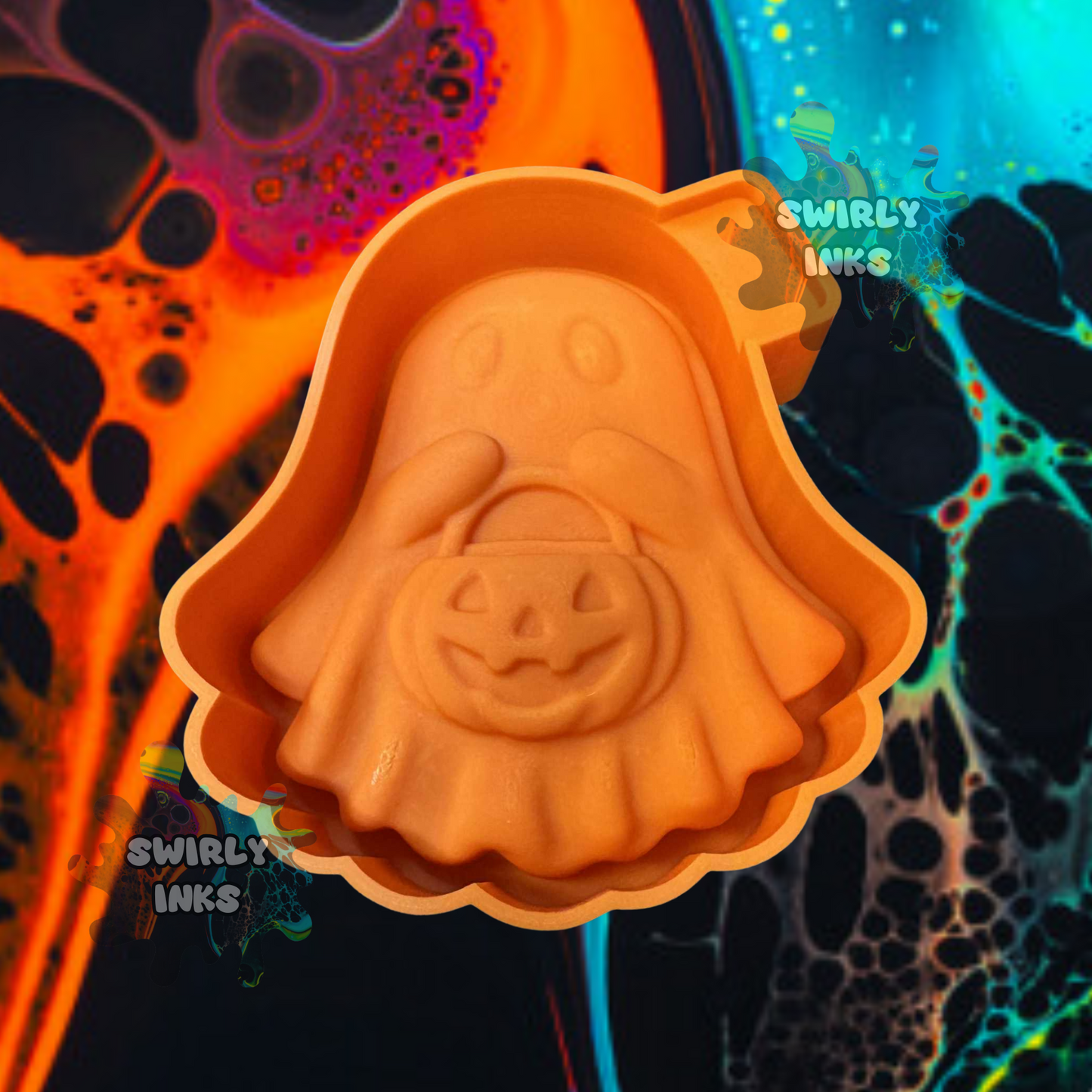 3D Ghost with Pumpkin Freshie Mold
