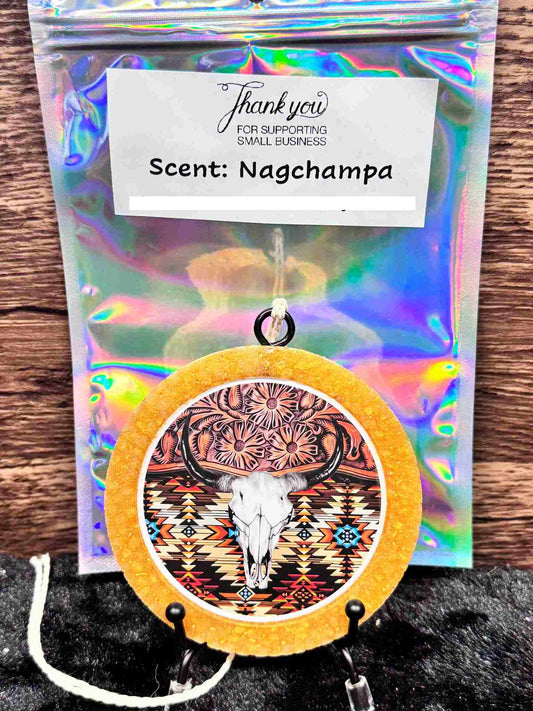 Nagchampa - Cow Skull Round Car Freshie