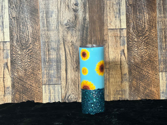 20oz Blue Sunflower Tumbler