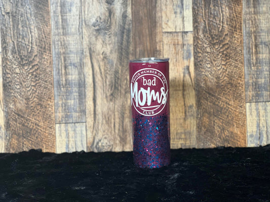 20oz "Proud Member of the Bad Moms Club" Purple & Blue Glitter Tumbler