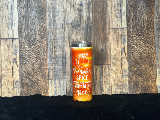 20oz Orange, Yellow & White "Pumpkin Spice and Everthing Nice" Tumbler