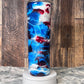 30oz Skinny Tumbler Red White Blue Glittered ~ Can be Customized