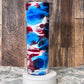 30oz Skinny Tumbler Red White Blue Glittered ~ Can be Customized