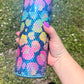 20oz Tumbler Rhinestone Neon Leopard Print