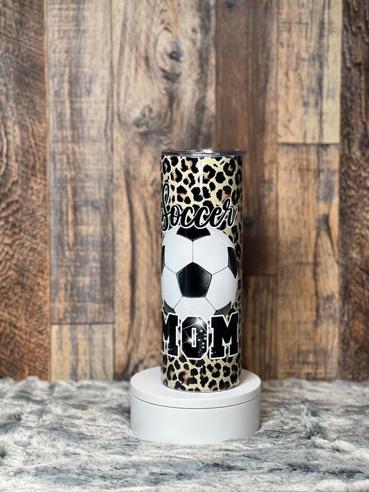 Soccer Mom Red & Leopard Tumbler