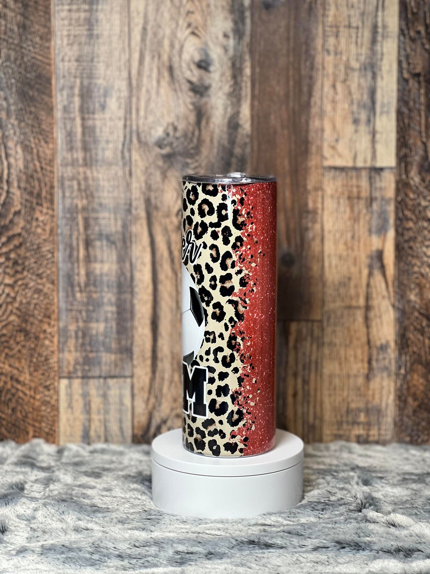 Soccer Mom Red & Leopard Tumbler