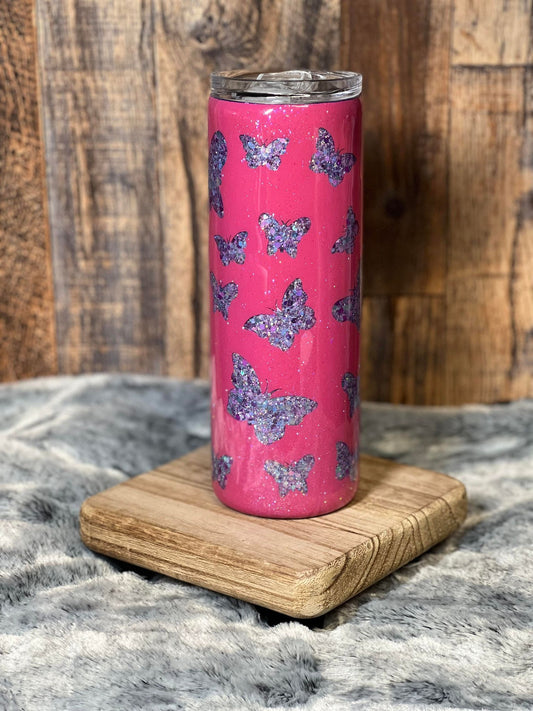 20oz Tumbler Butterfly Peek-A-Boo Purple & Pink