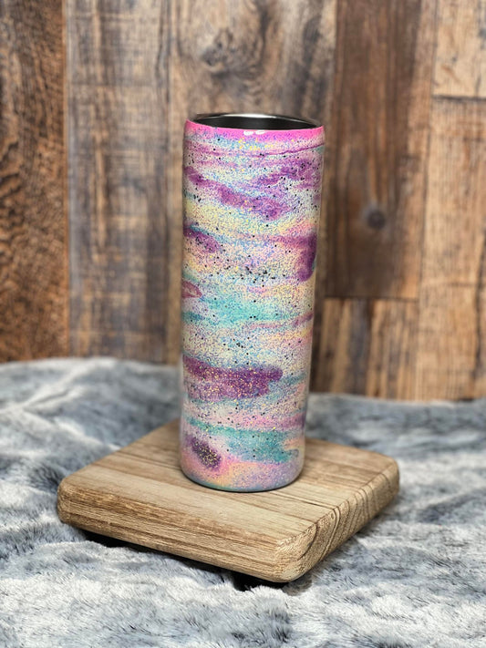 20oz Tumbler Pink, Purple, Blue, Yellow & White Swirl