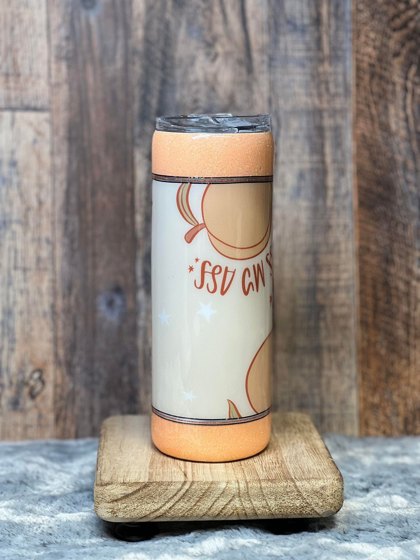 20oz Tumbler Peach Glitter Kiss My Ass Vinyl