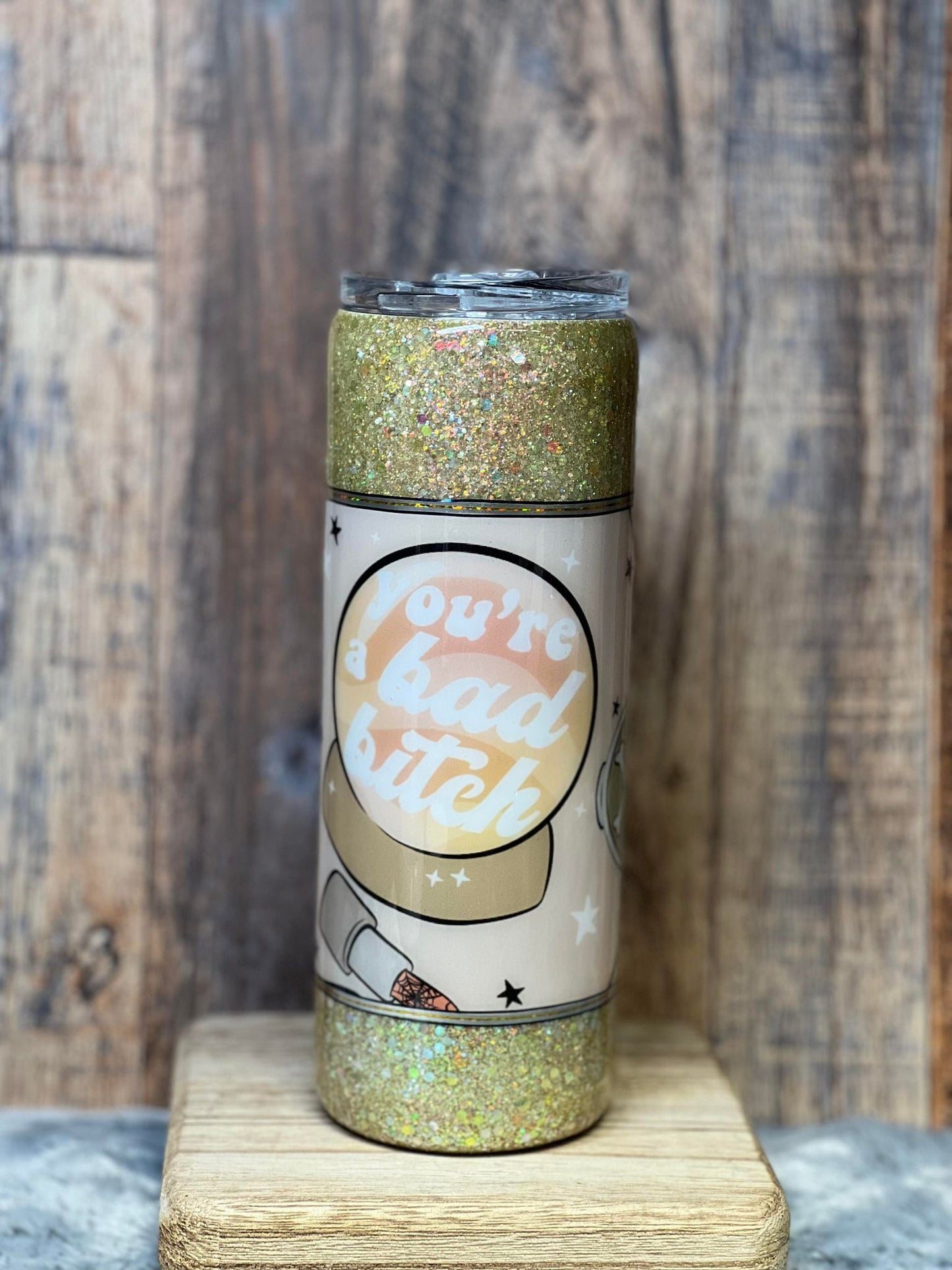 20oz Tumbler Hologram Glitter & You're A Bad B***h Vinyl