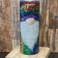 20oz Tumbler Rhinestone Rainbow Gnome