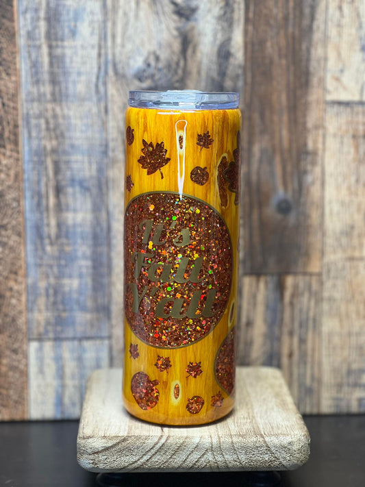 20oz Woodgrain Peek-A-Boo It's Fall Y'all Tumbler