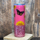 20oz Pink Glitter with Sunflowers & Butterflies