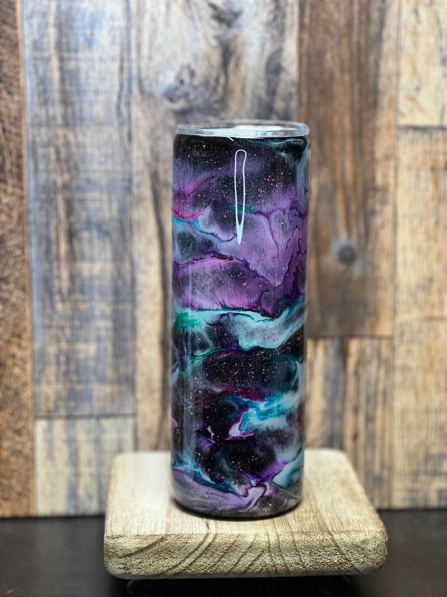 20oz Blue, Purple, Teal & White Swirl Tumbler