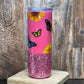 20oz Pink Glitter with Sunflowers & Butterflies