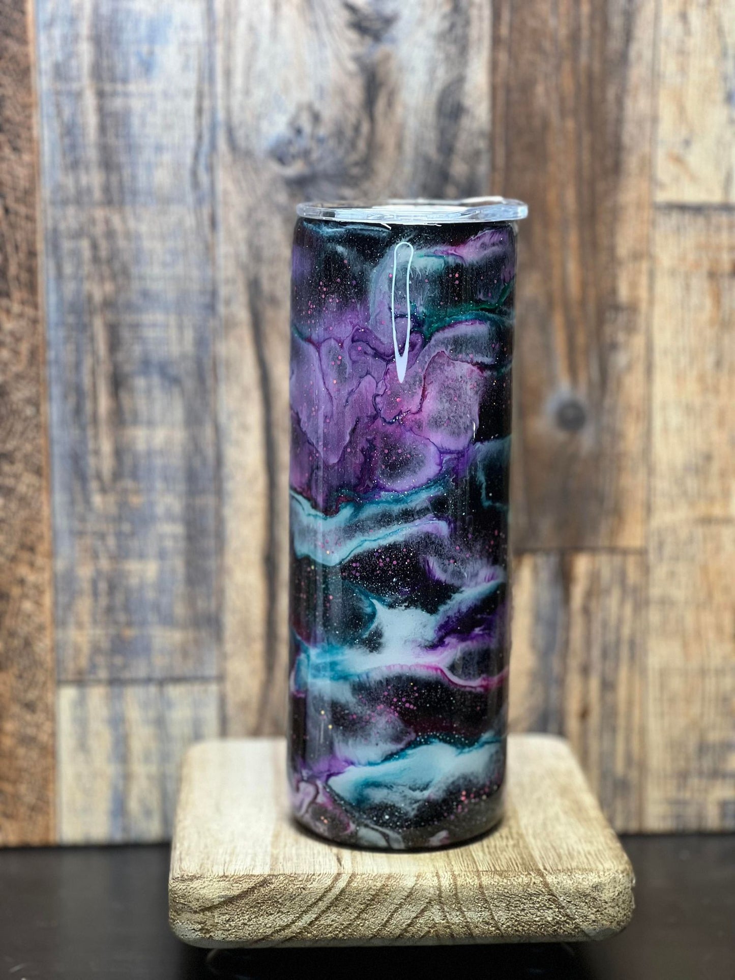 20oz Blue, Purple, Teal & White Swirl Tumbler