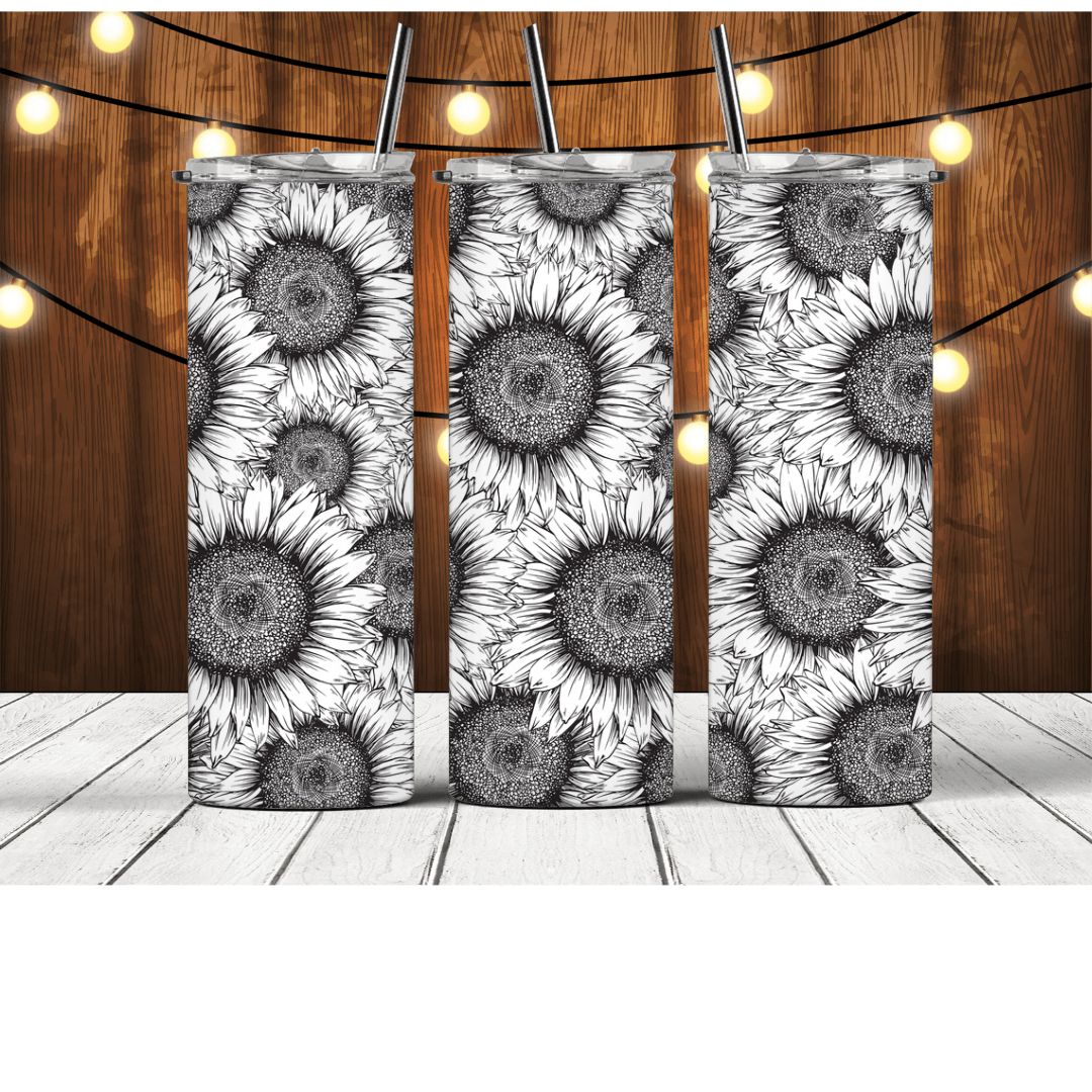 Black & White Sunflowers Tumbler