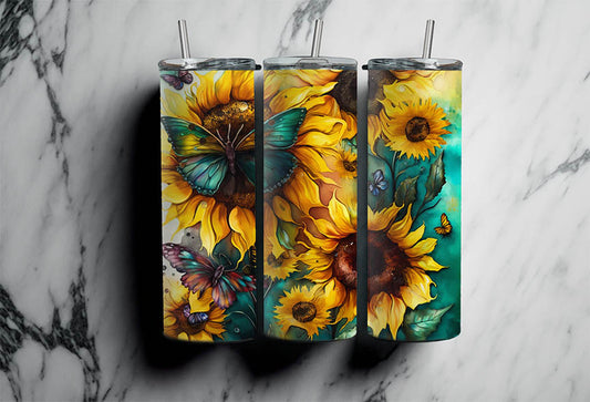 Sunflower & Butterflies Tumbler