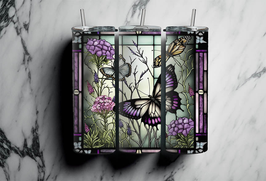 Stain Glass Butterfly Tumbler