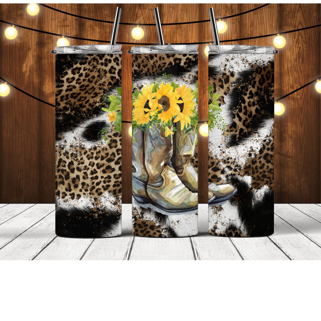 Animal Print & Boots with Sunflowers Tumbler