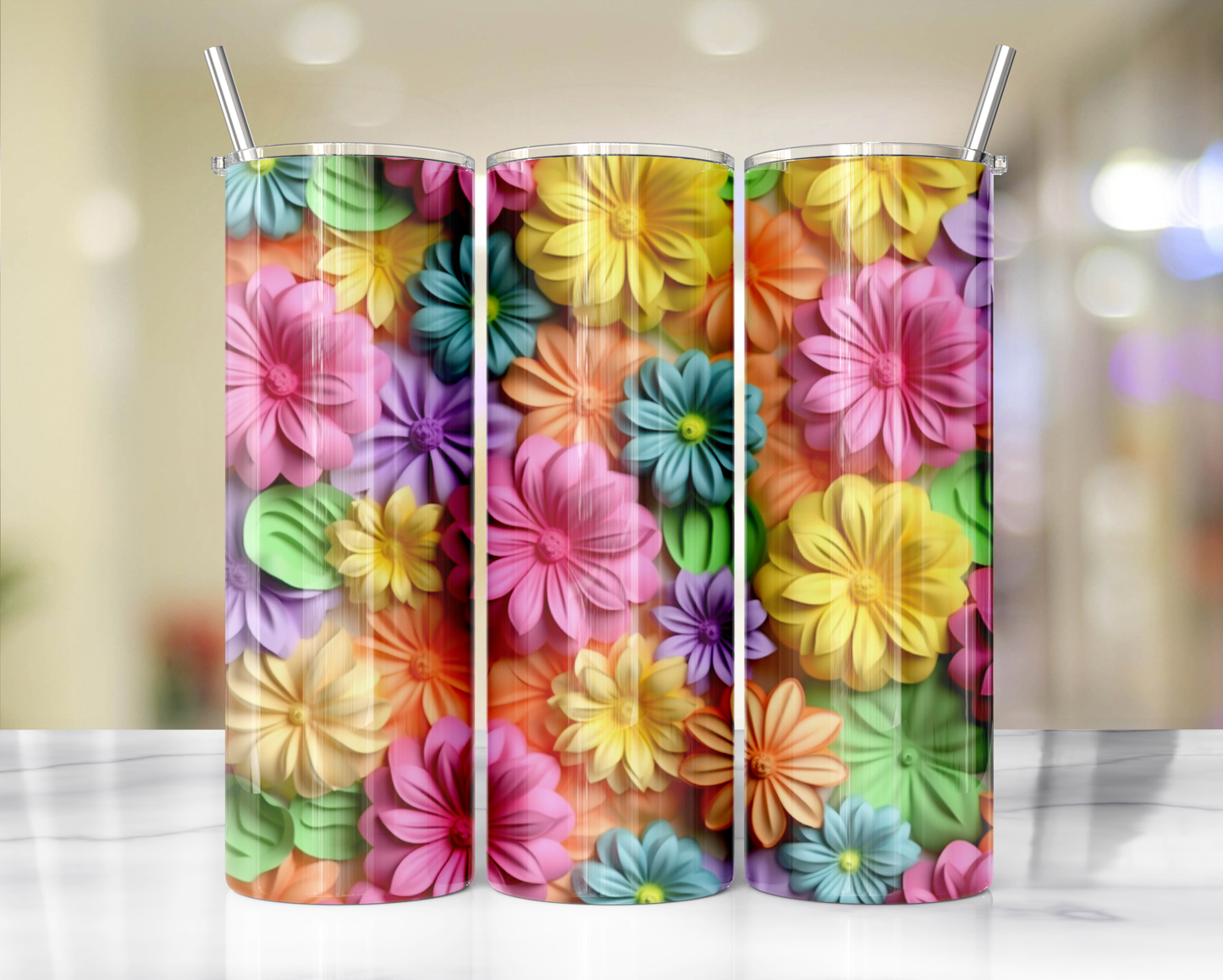 3D Flower Tumblers